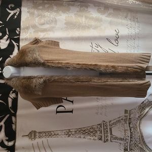 Les Tricots faux fur duster with belt cardigan vest jacket
